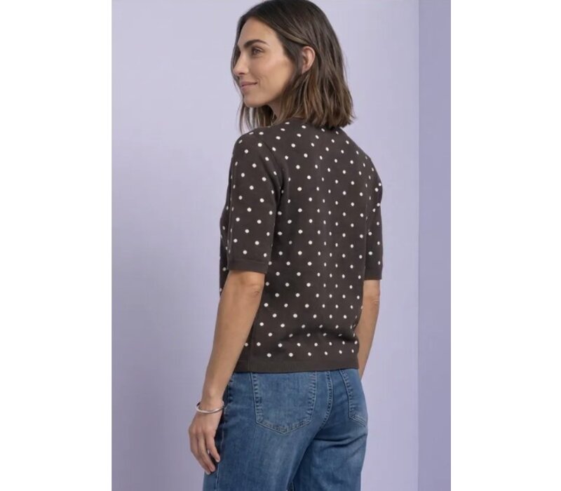 Street One Short Sleeve Sweater with Dots Black Coffee