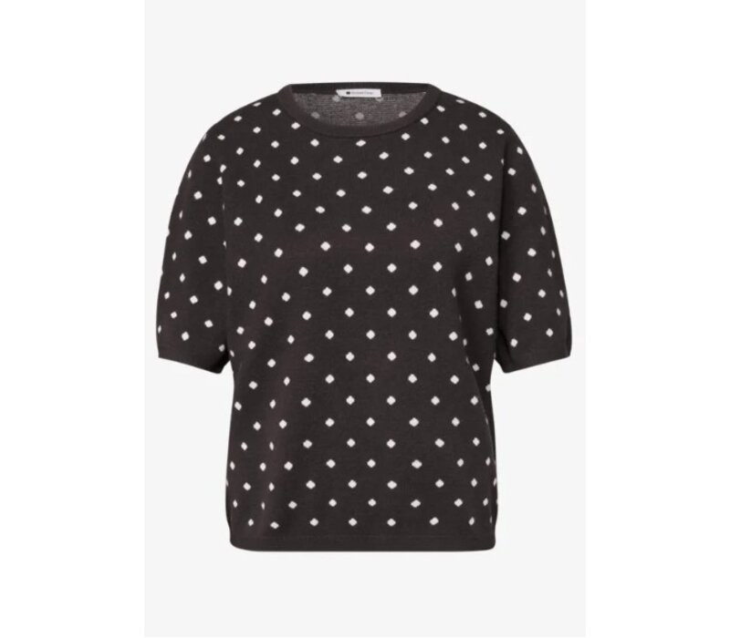 Street One Short Sleeve Sweater with Dots Black Coffee