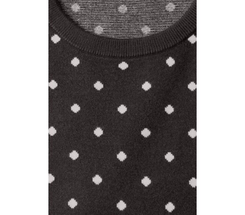 Street One Short Sleeve Sweater with Dots Black Coffee