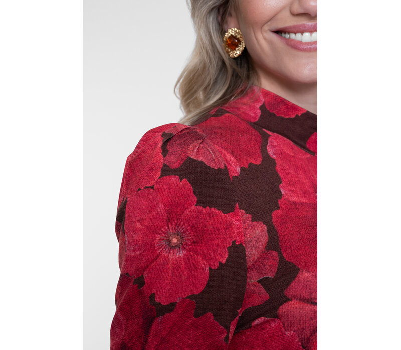 Geisha Top Brown Red