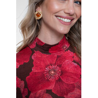 Geisha Top Brown Red