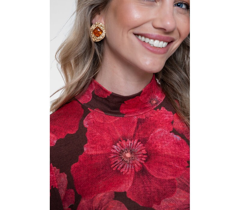 Geisha Top Brown Red