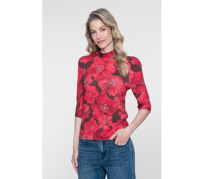 Geisha Top Brown Red