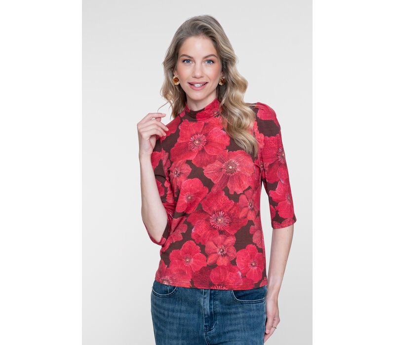 Geisha Top Brown Red