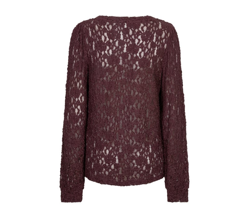 Red Button Top Lace Burgundy