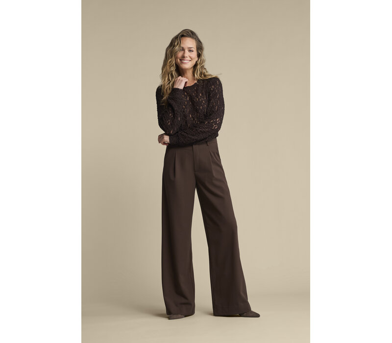 Red Button Top Lace Espresso