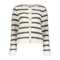 Geisha Cardigan Stripe Hairy Off White