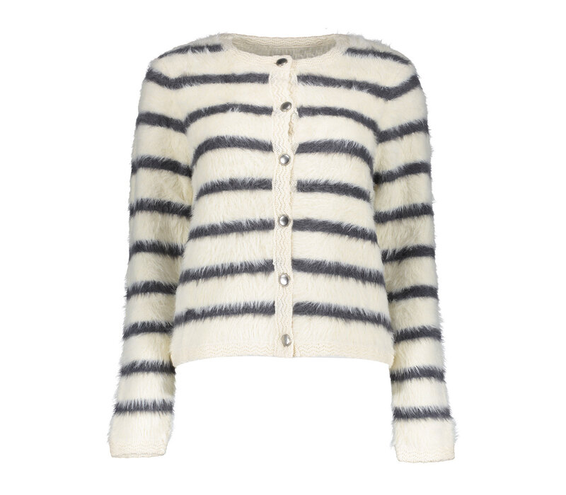 Geisha Cardigan Stripe Hairy Off White