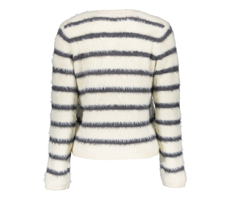 Geisha Cardigan Stripe Hairy Off White
