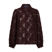 Red Button Blouse Fringes Burgundy