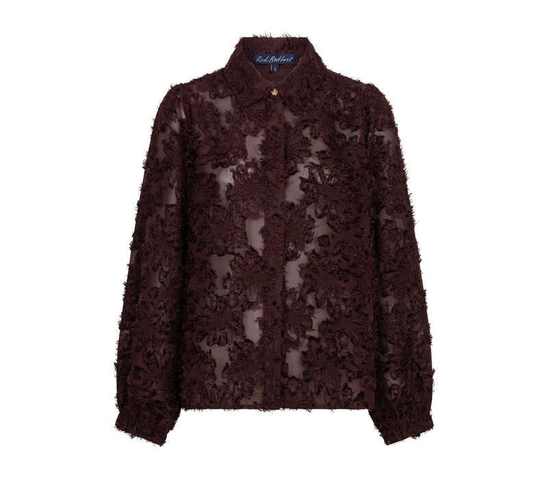 Red Button Blouse Fringes Burgundy