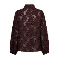 Red Button Blouse Fringes Burgundy
