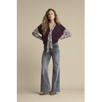 Red Button Blouse Zebra Burgundy
