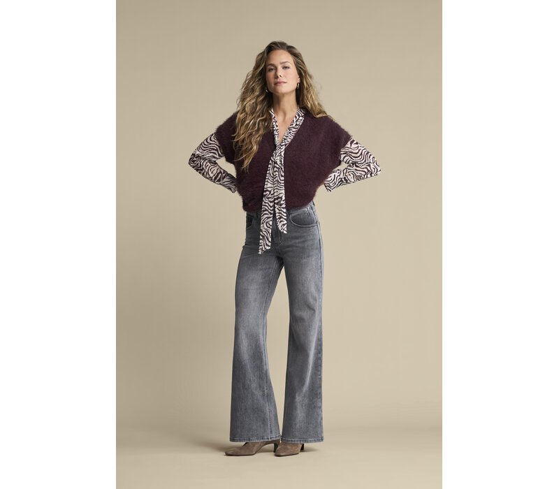 Red Button Blouse Zebra Burgundy