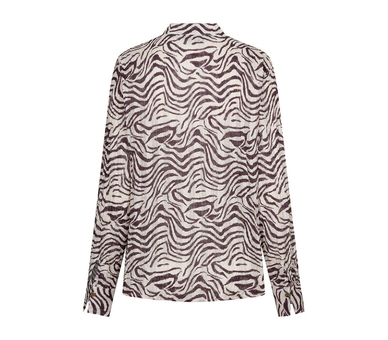 Red Button Blouse Zebra Burgundy