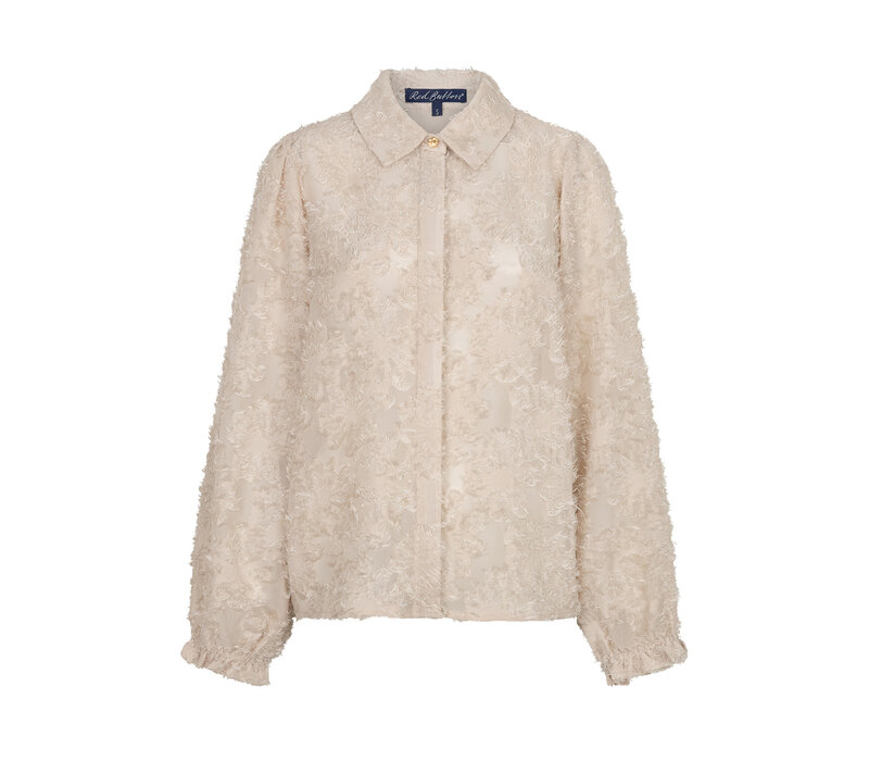 Red Button Blouse Fringes Stone