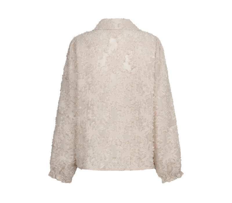 Red Button Blouse Fringes Stone