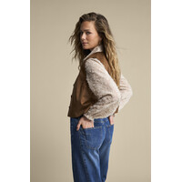 Red Button Blouse Fringes Stone