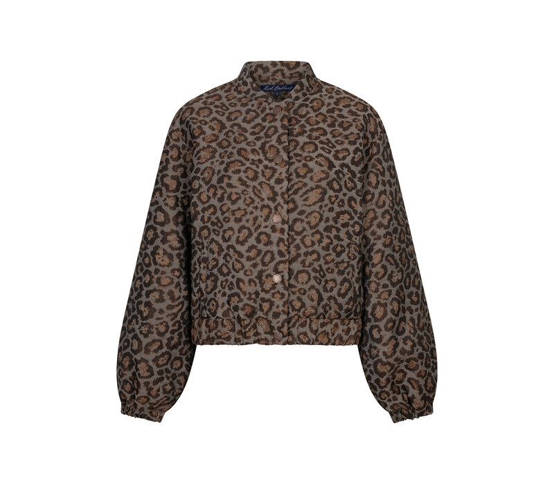 Red Button Bomber Jacquard Lurex Grey Brown