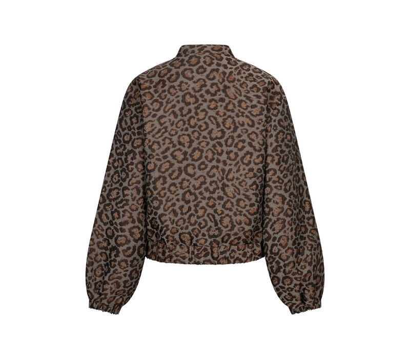 Red Button Bomber Jacquard Lurex Grey Brown