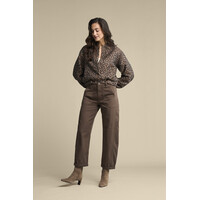 Red Button Bomber Jacquard Lurex Grey Brown