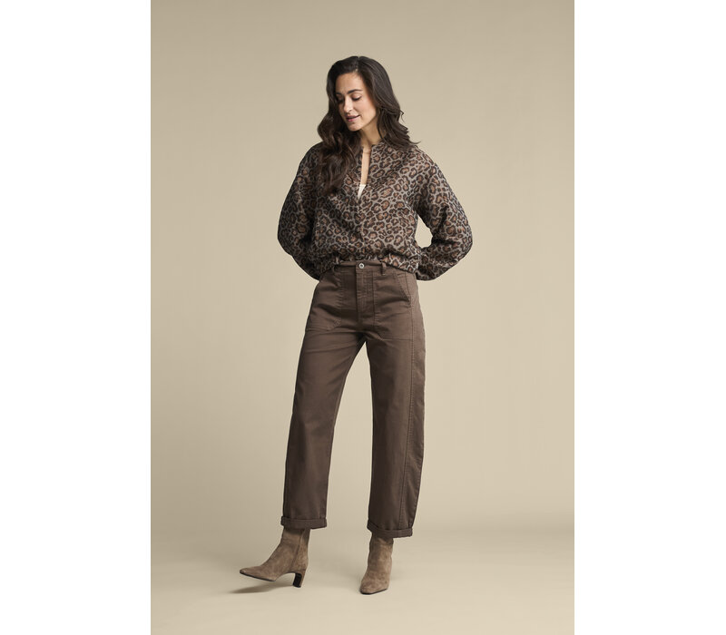 Red Button Bomber Jacquard Lurex Grey Brown