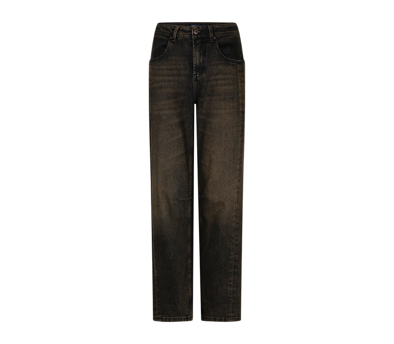 Red Button Caitlina Side Patch Denim Overdye Brown Black
