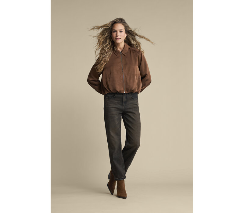 Red Button Caitlina Side Patch Denim Overdye Brown Black