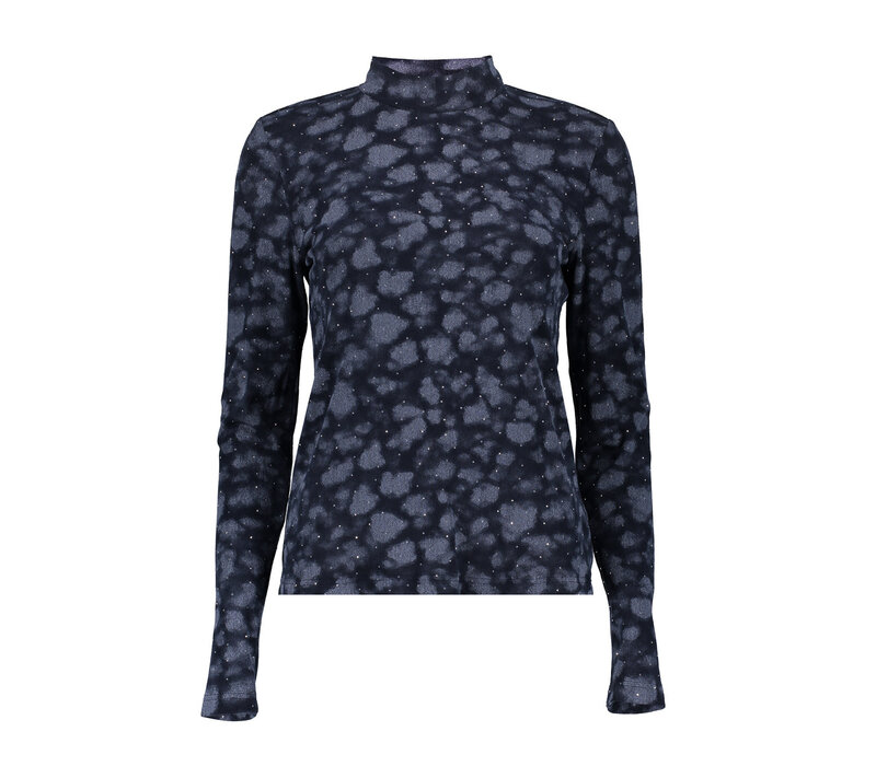 Geisha Top Turtle Rhinestones Dark Blue Silver