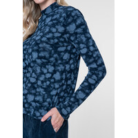 Geisha Top Turtle Rhinestones Dark Blue Silver