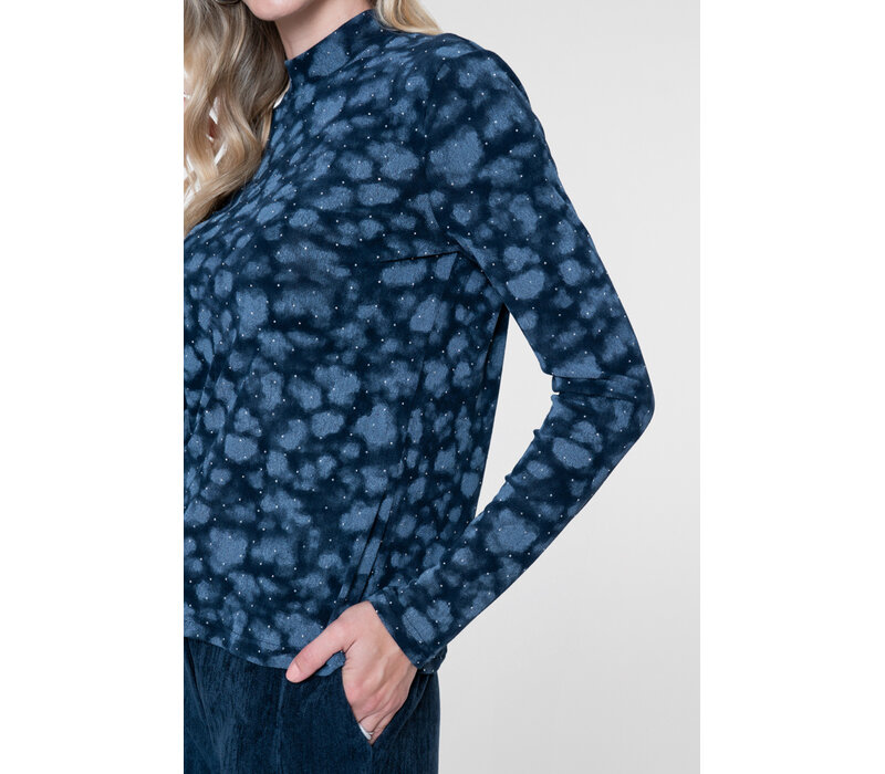 Geisha Top Turtle Rhinestones Dark Blue Silver