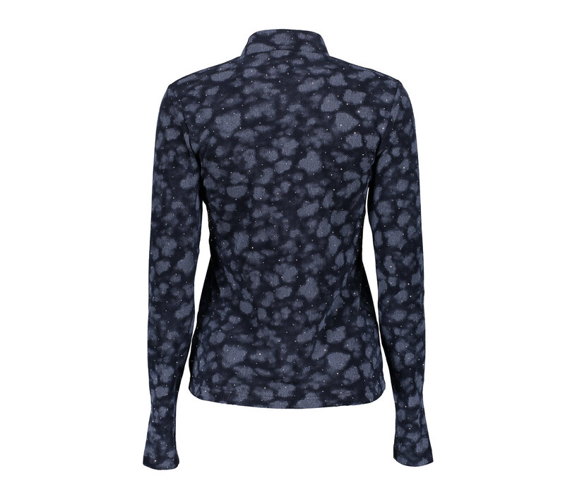 Geisha Top Turtle Rhinestones Dark Blue Silver