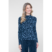 Geisha Top Turtle Rhinestones Dark Blue Silver