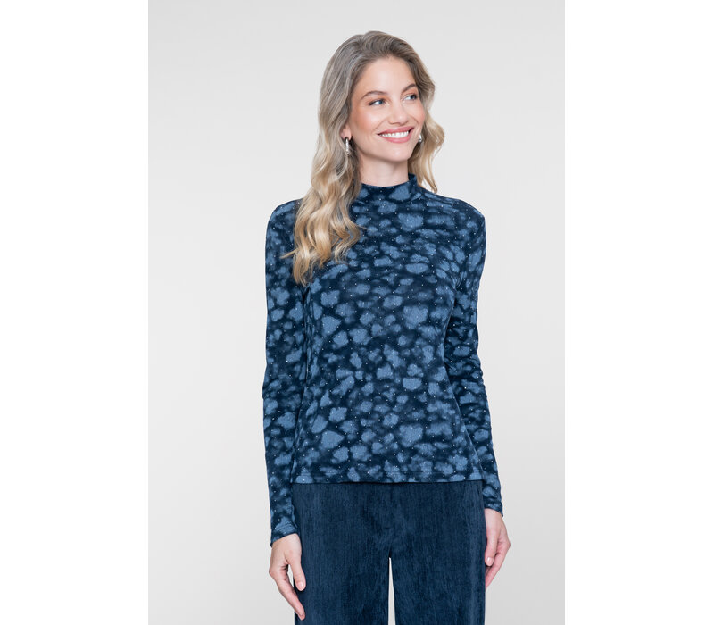 Geisha Top Turtle Rhinestones Dark Blue Silver