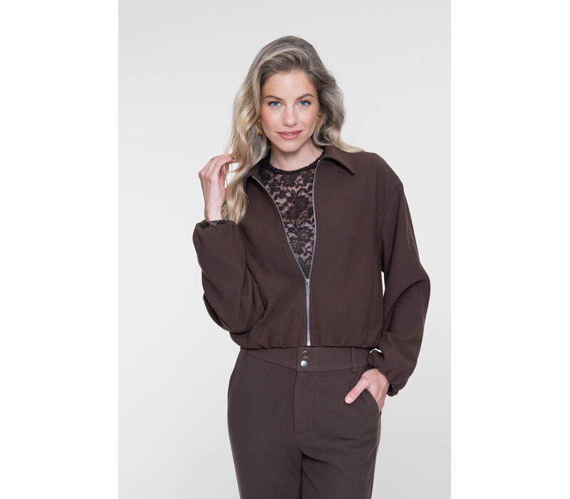 Geisha Bomber Comfy Collar Brown