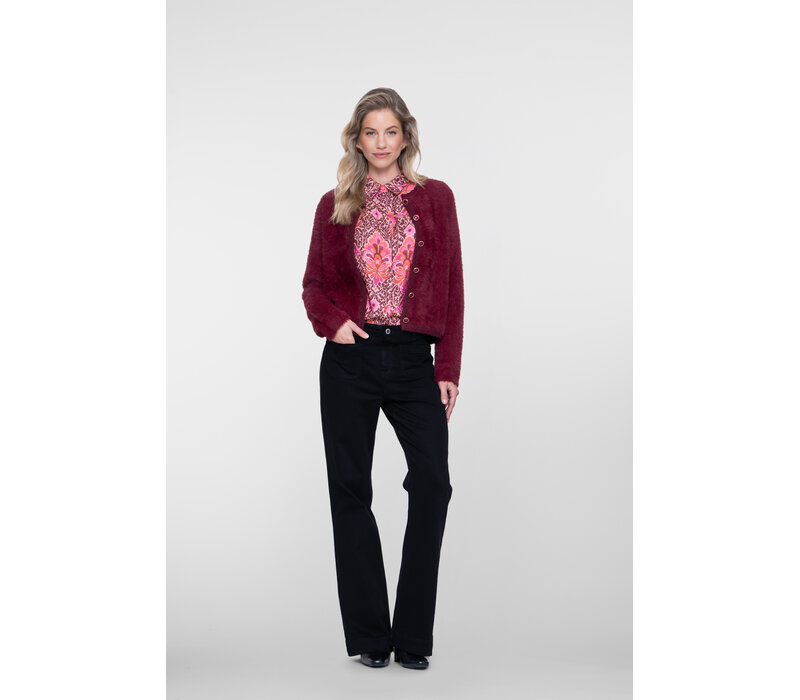Geisha Cardigan Hairy Burgundy