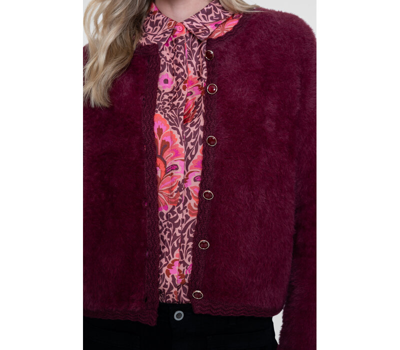 Geisha Cardigan Hairy Burgundy