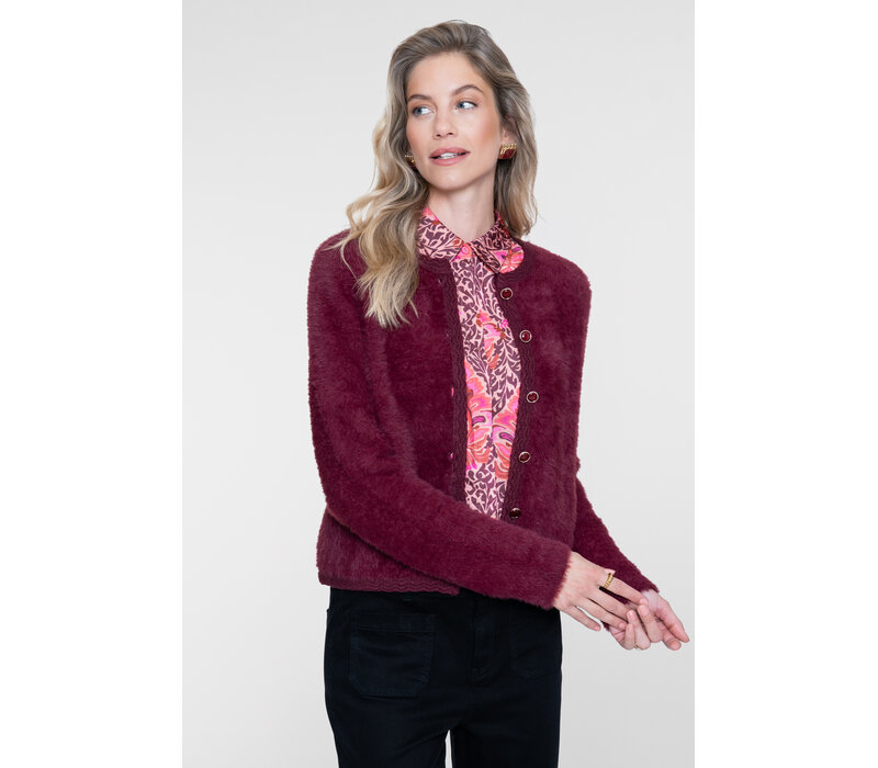 Geisha Cardigan Hairy Burgundy