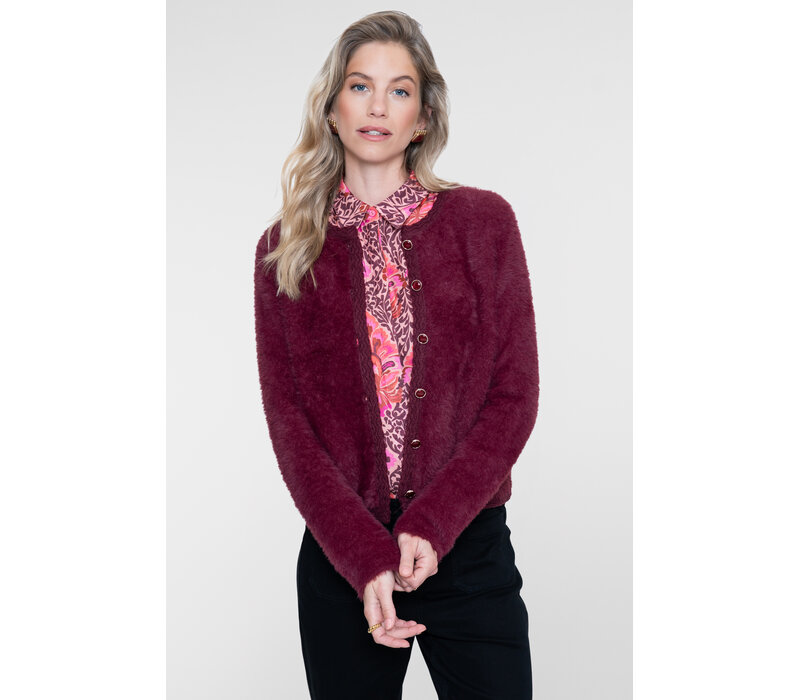 Geisha Cardigan Hairy Burgundy