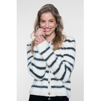 Geisha Cardigan Stripe Hairy Off White
