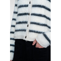 Geisha Cardigan Stripe Hairy Off White