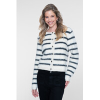 Geisha Cardigan Stripe Hairy Off White