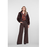 Geisha Jacket Fake Fur Zigzag Dark Brown
