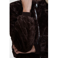 Geisha Jacket Fake Fur Zigzag Dark Brown