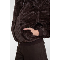 Geisha Jacket Fake Fur Zigzag Dark Brown