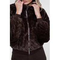 Geisha Jacket Fake Fur Zigzag Dark Brown