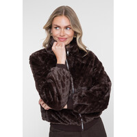 Geisha Jacket Fake Fur Zigzag Dark Brown