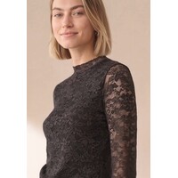 Street One Lace Turtle Neck Shirt Black Coffee