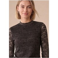 Street One Lace Turtle Neck Shirt Black Coffee