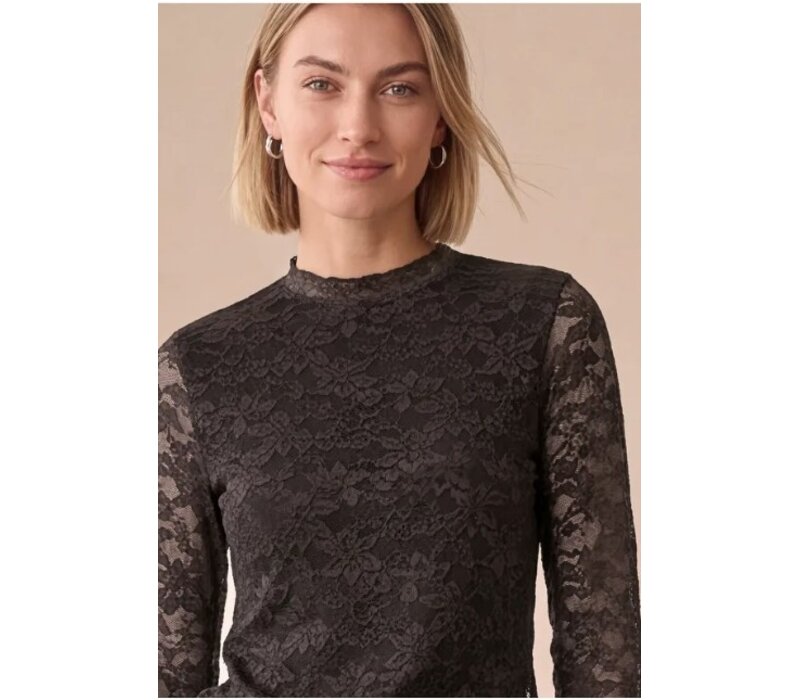 Street One Lace Turtle Neck Shirt Black Coffee